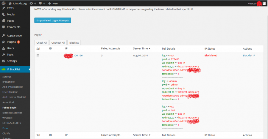 [Wordpress.wiki] Plugin IP Blacklist. | It-inside.org